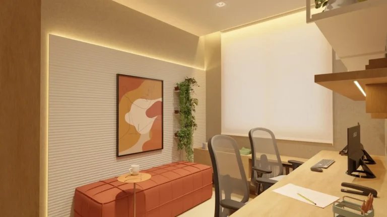 Light minimalist room with a textured acoustic ceiling