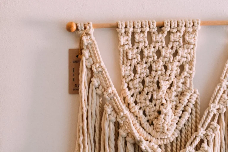 Macrame wall hanging adding texture to a bare wall