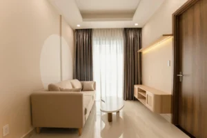The Ultimate First Apartment Checklist (Room by Room) Cozy small first apartment living area in warm neutral tones