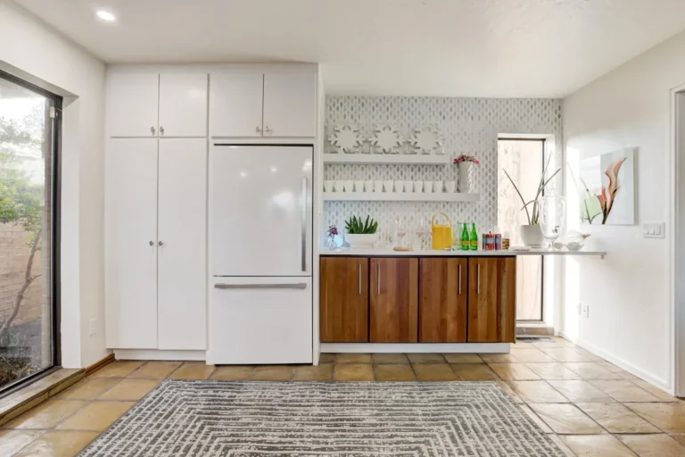 White herringbone brick floor tile pattern close-up