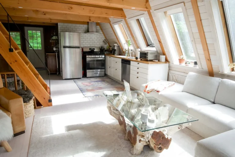 Lift-top coffee table with hidden storage in a small living room