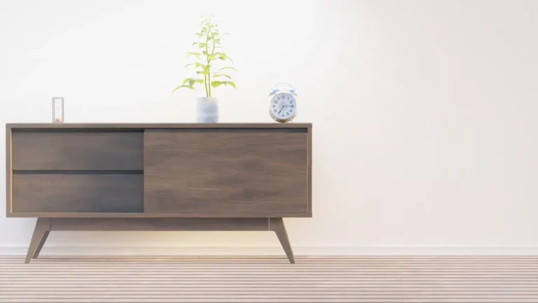 Mid-century sideboard standing on tapered wood legs