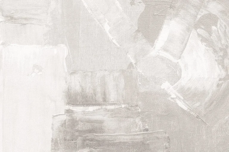 Large neutral abstract canvas anchoring a minimalist wall