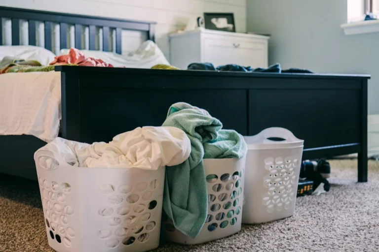 Fabric storage container with a lid for under-bed use