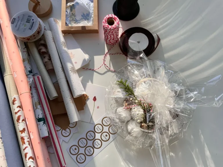 Wrapping paper rolls stored in an organizer